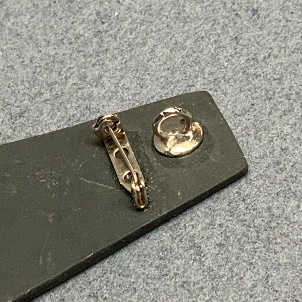 Abstract Trapezoid Pin Pendant Brooch 2.25 In Blue Black Clay Unisex Retro BoHo - Picture 3 of 6